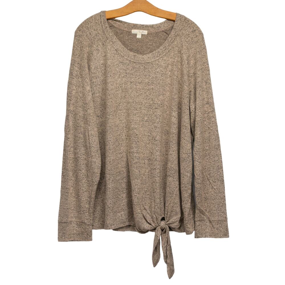 Women's 1X Long Sleeve Tie Front Soft  XL Tan NINE BRITTON by Stich Fix Sweater